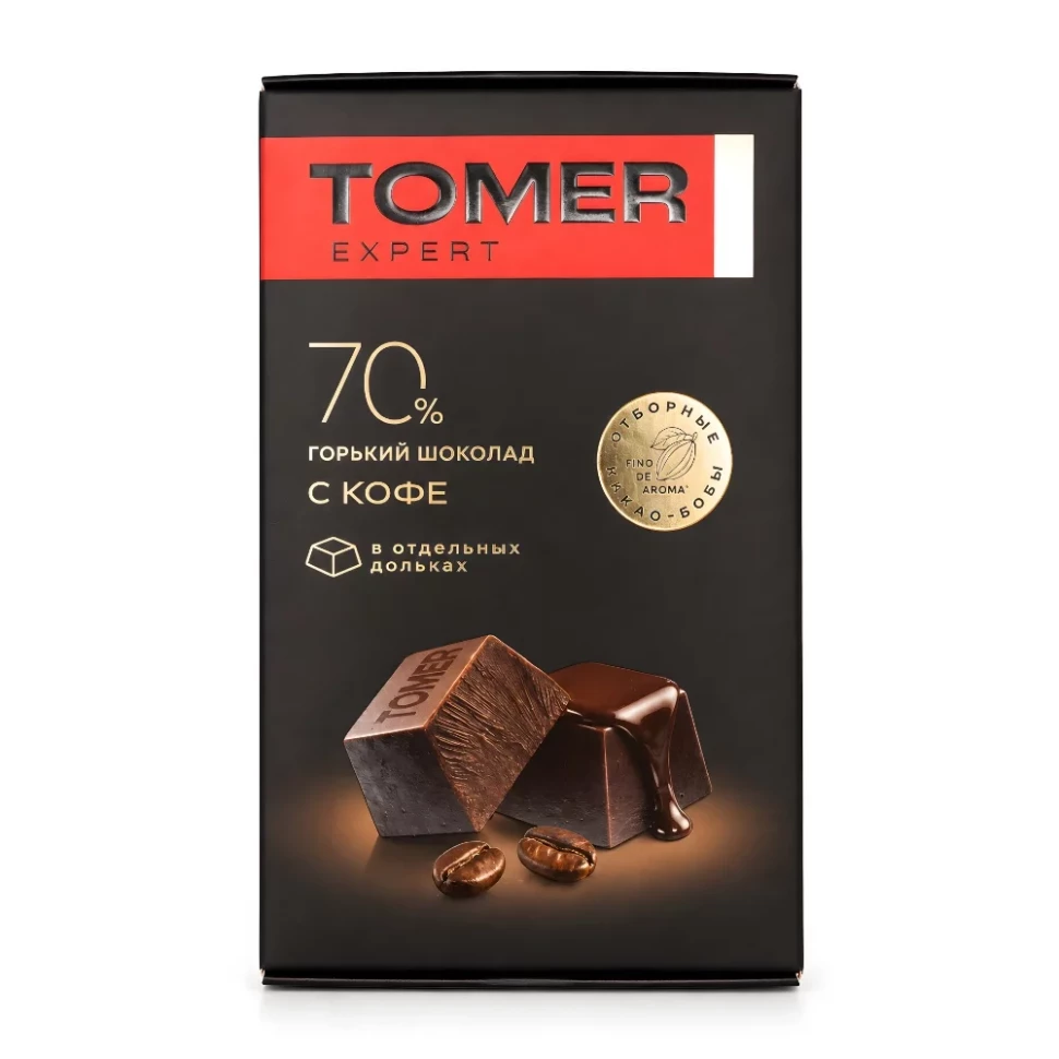  Фабрика Томер  Горький (70%) шоколад с КОФЕ, 90г  в Череповце